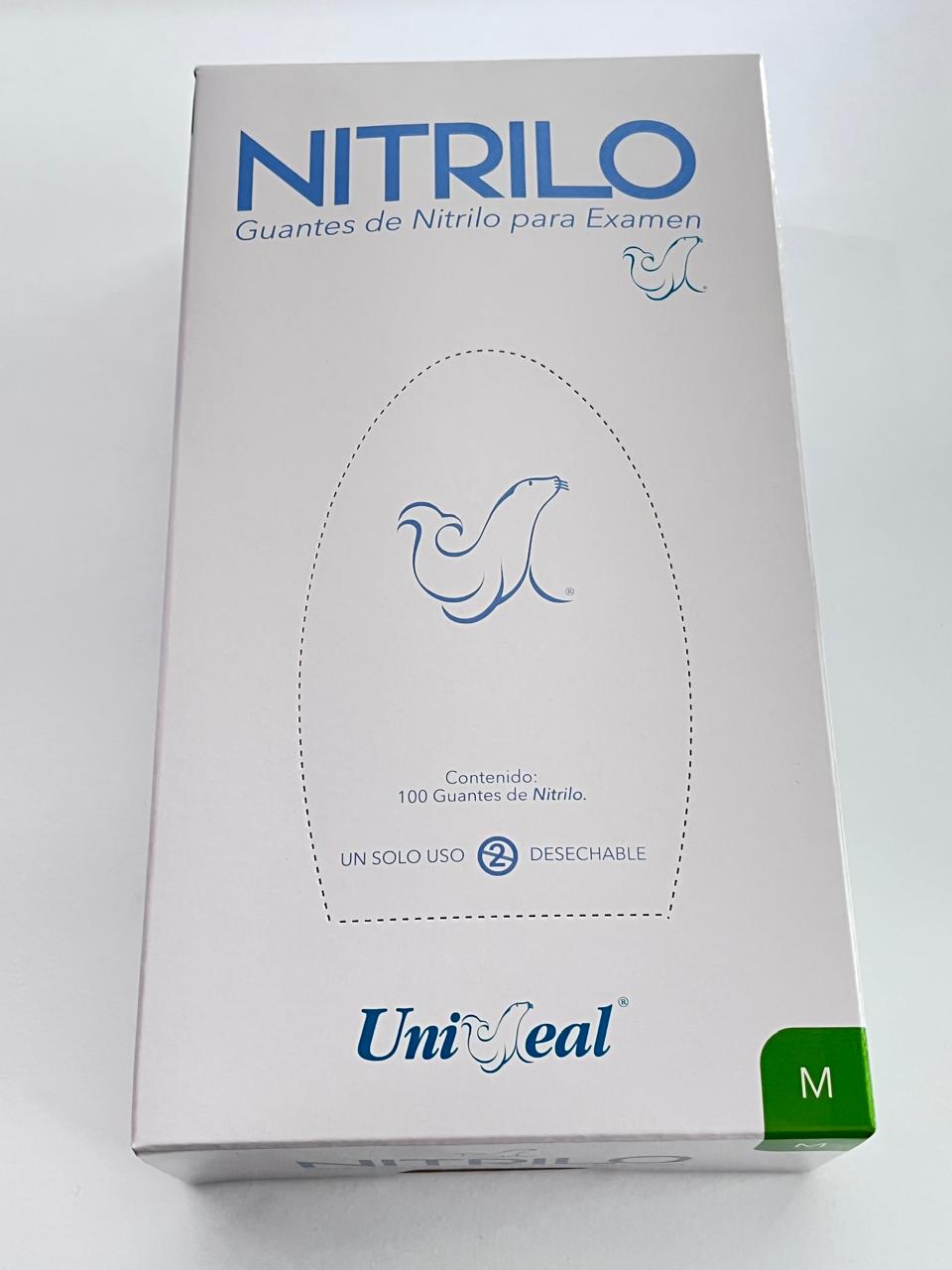Caja guantes Nitrilo con 100 piezas Uniseal color purpura tamaño mediano