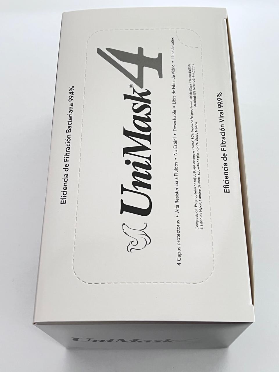 Cubrebocas unimask4 caja con 50 piezas color negro