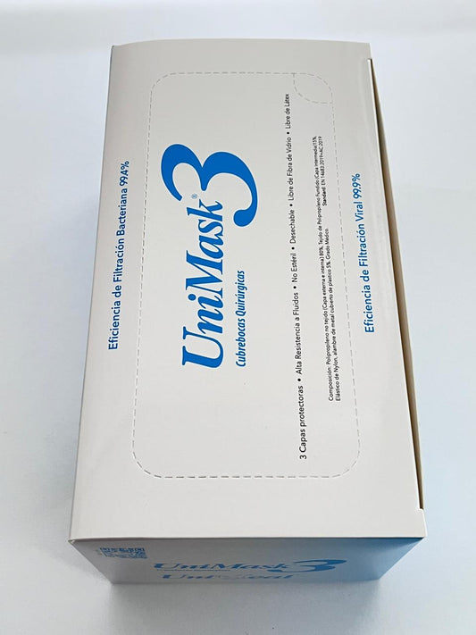 Cubrebocas Unimask3 color azul con 50 piezas