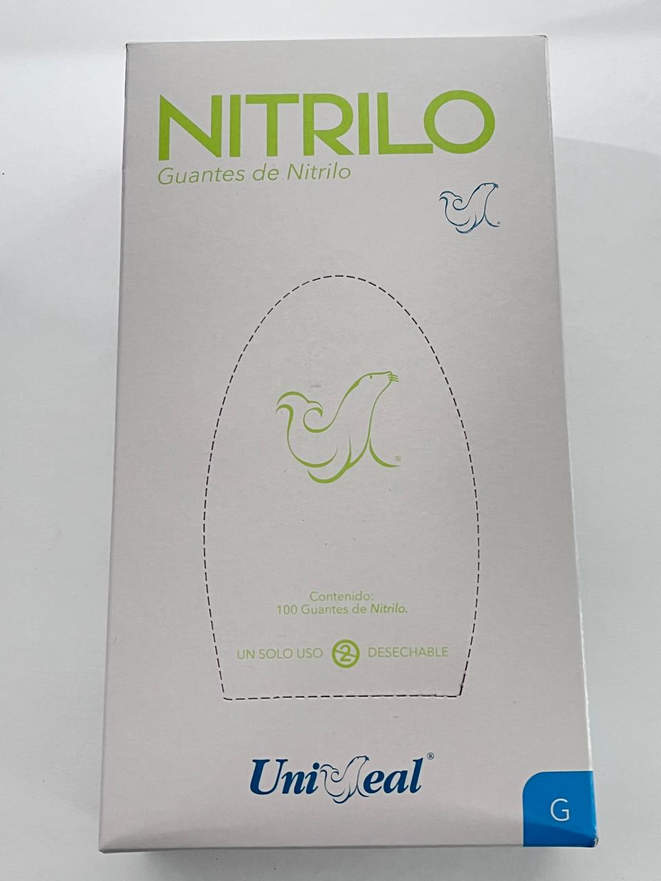 Caja guantes Nitrilo con 100 piezas Uniseal color verde tamaño grande