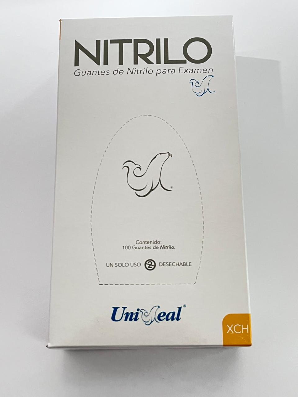 Caja guantes Nitrilo con 100 piezas Uniseal color blanco tamaño extrachicos