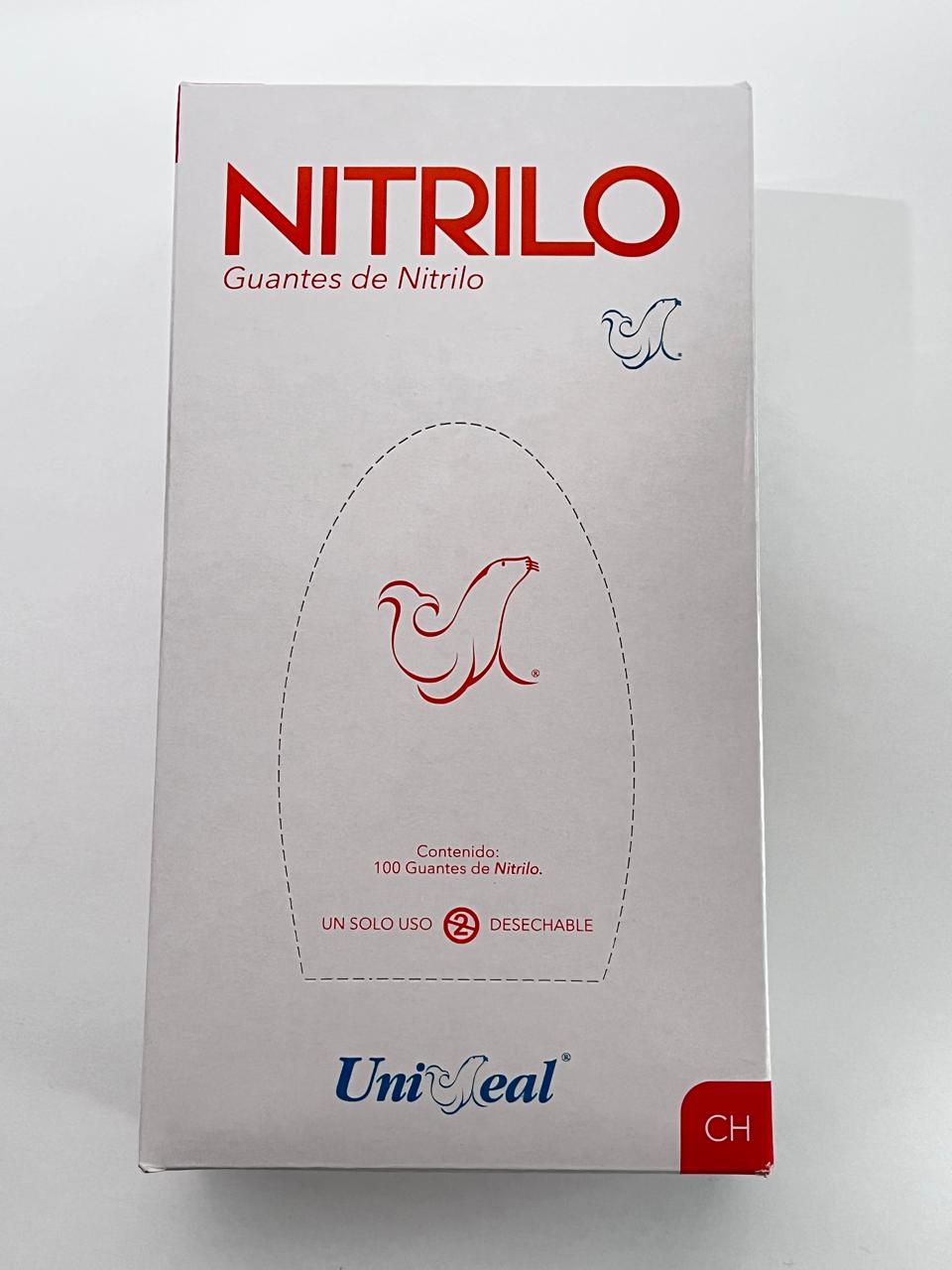 Caja guantes Nitrilo con 100 piezas Uniseal color naranja tamaño chico