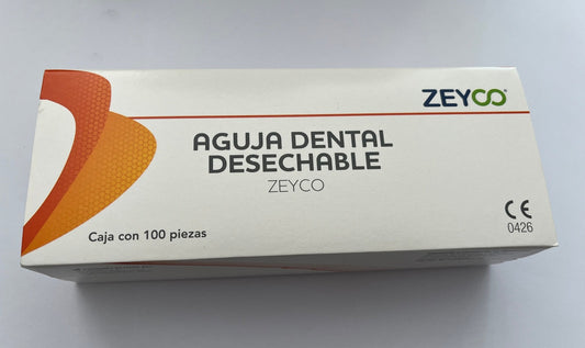 Aguja dental zeyco caja con 100 piezas 27G 0.40x21mm corta