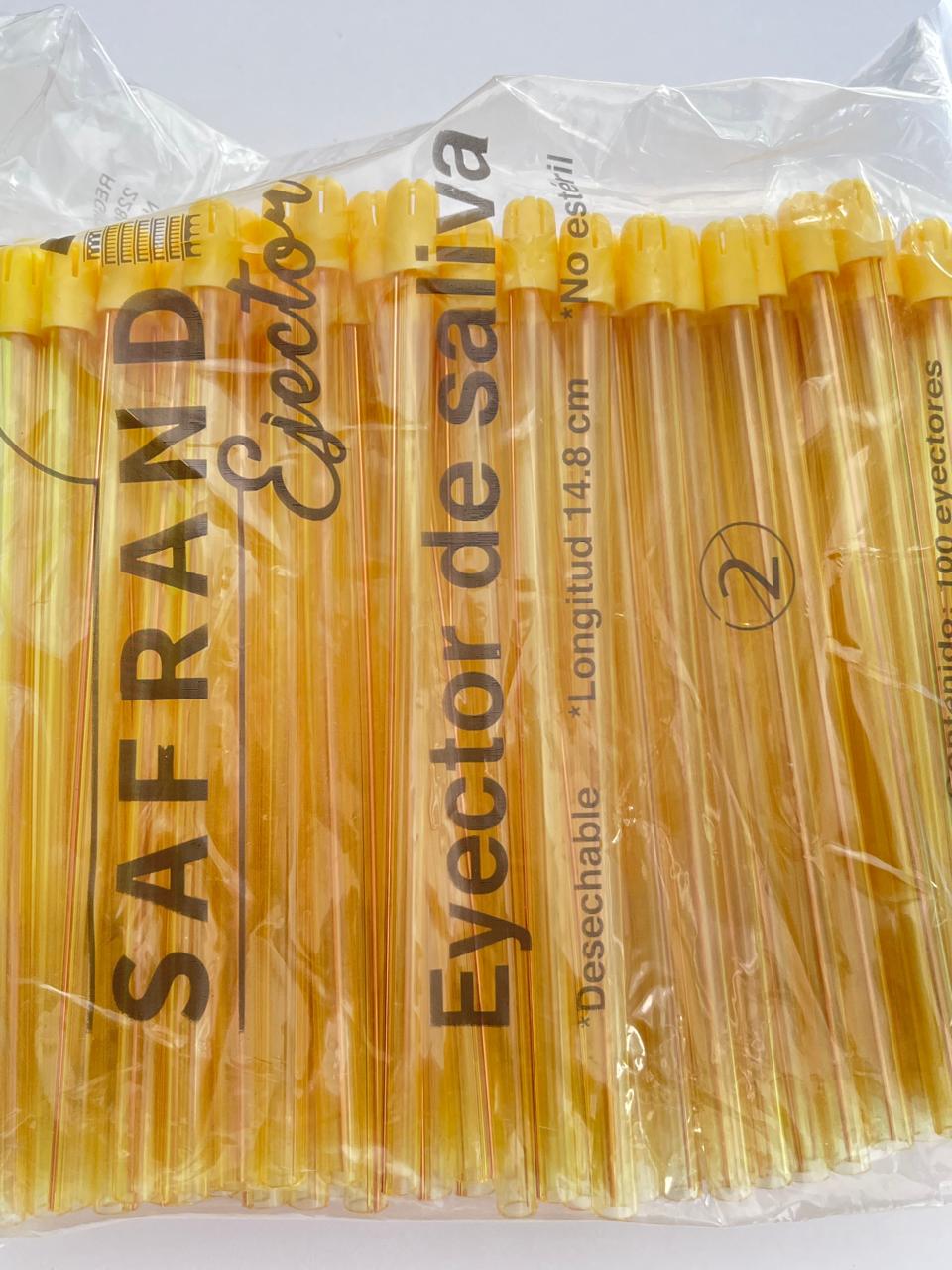 Eyectores de saliva color amarillo con 50 piezas marca Safrand de Grupreysa