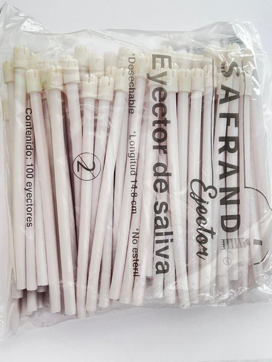 Eyectores de saliva color blanco con 50 piezas