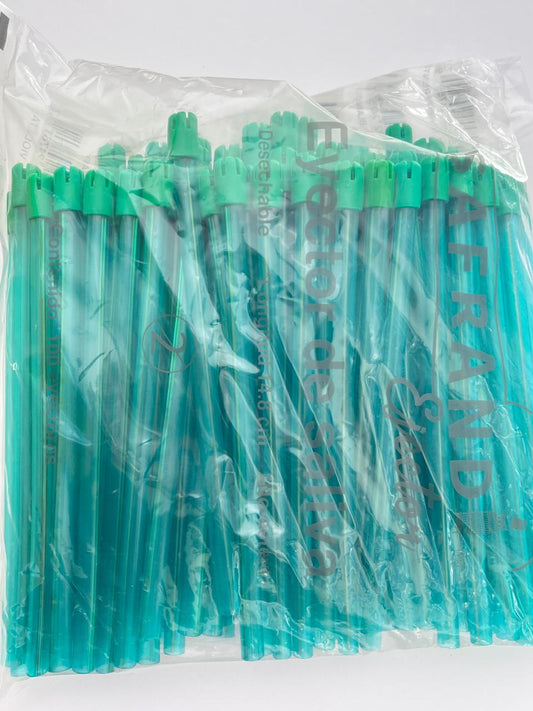 Eyectores de saliva color verde con 50 piezas