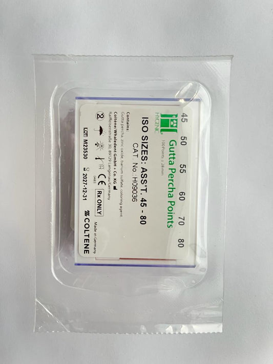 Puntas de Gutta percha Hygienic -gutapercha- serie 45-80