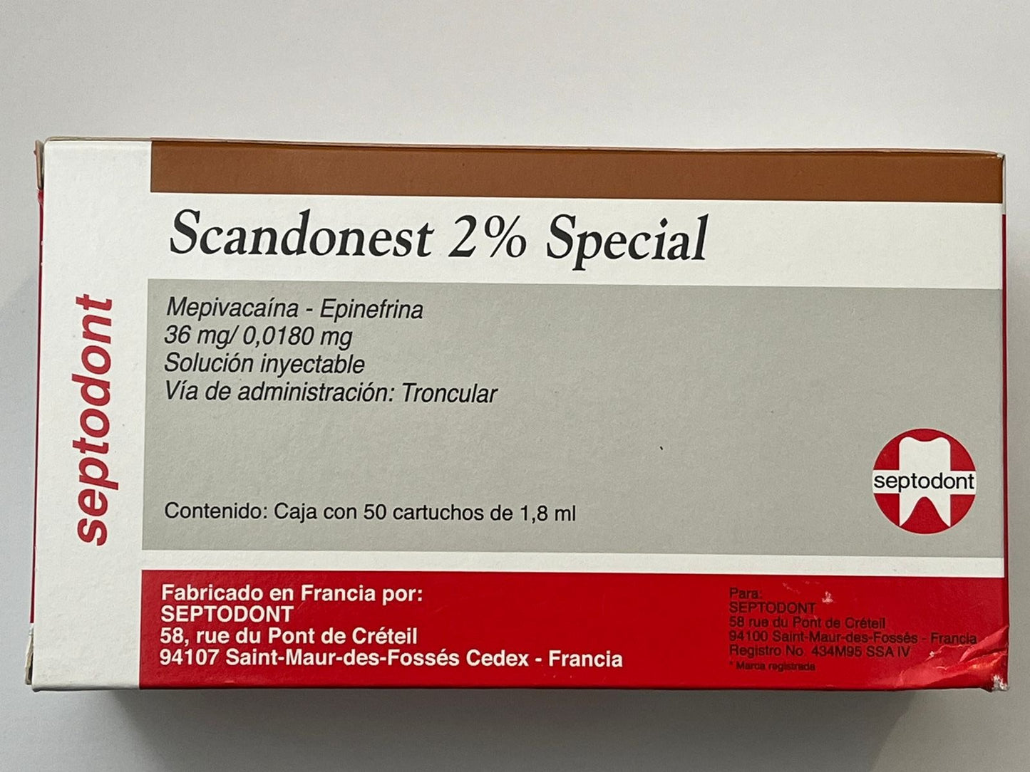 Anestesia Scandonest 2%  caja con 50 cartuchos