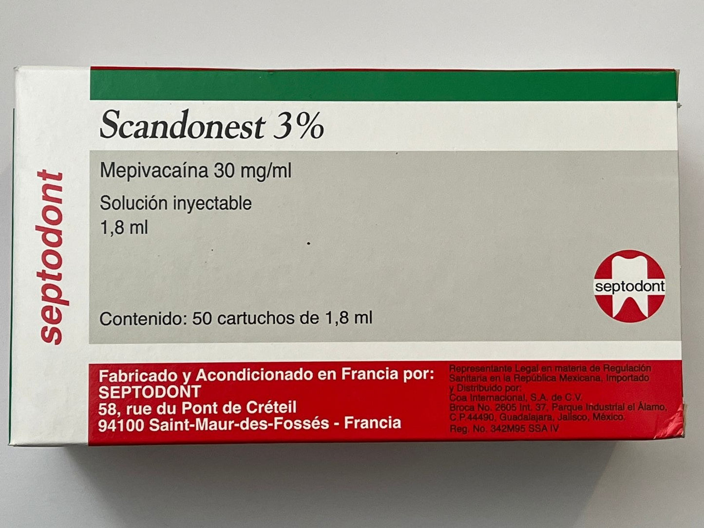 Anestesia Scandonest 3% caja con 50 cartuchos