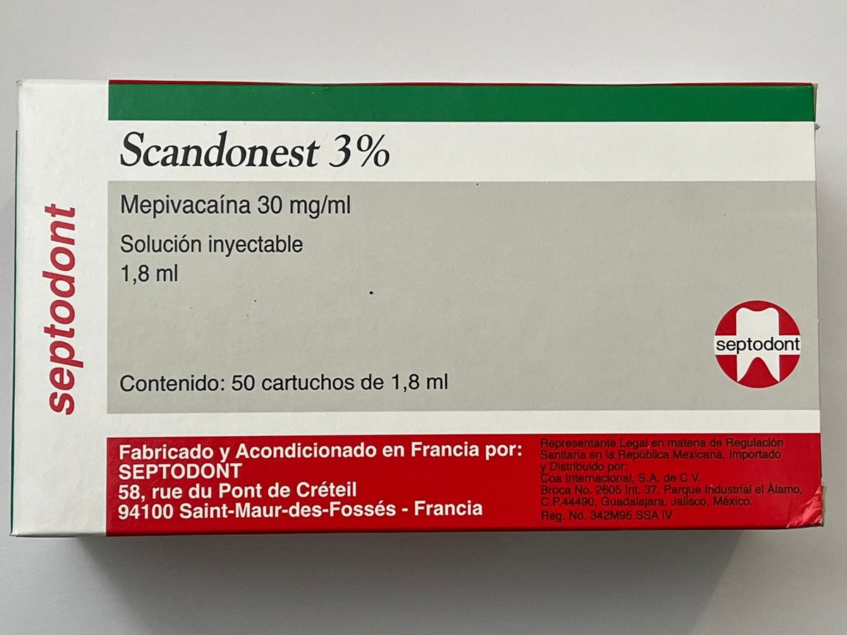 Anestesia Scandonest 3% caja con 50 cartuchos – Deposito Dental Molar