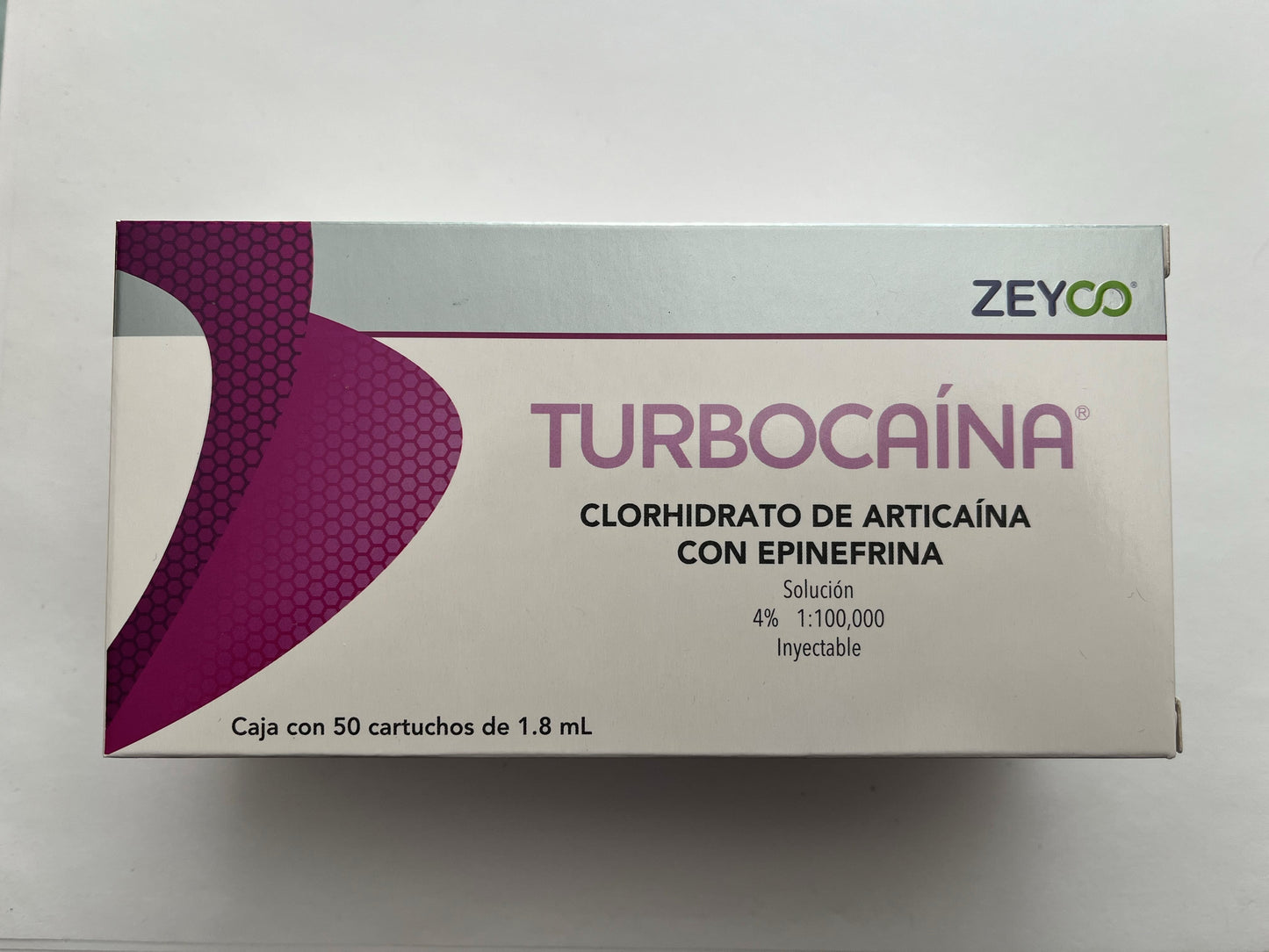 Anestesia turbocaína artícaína con epinefrina 4% caja con 50 cartucho vidrio