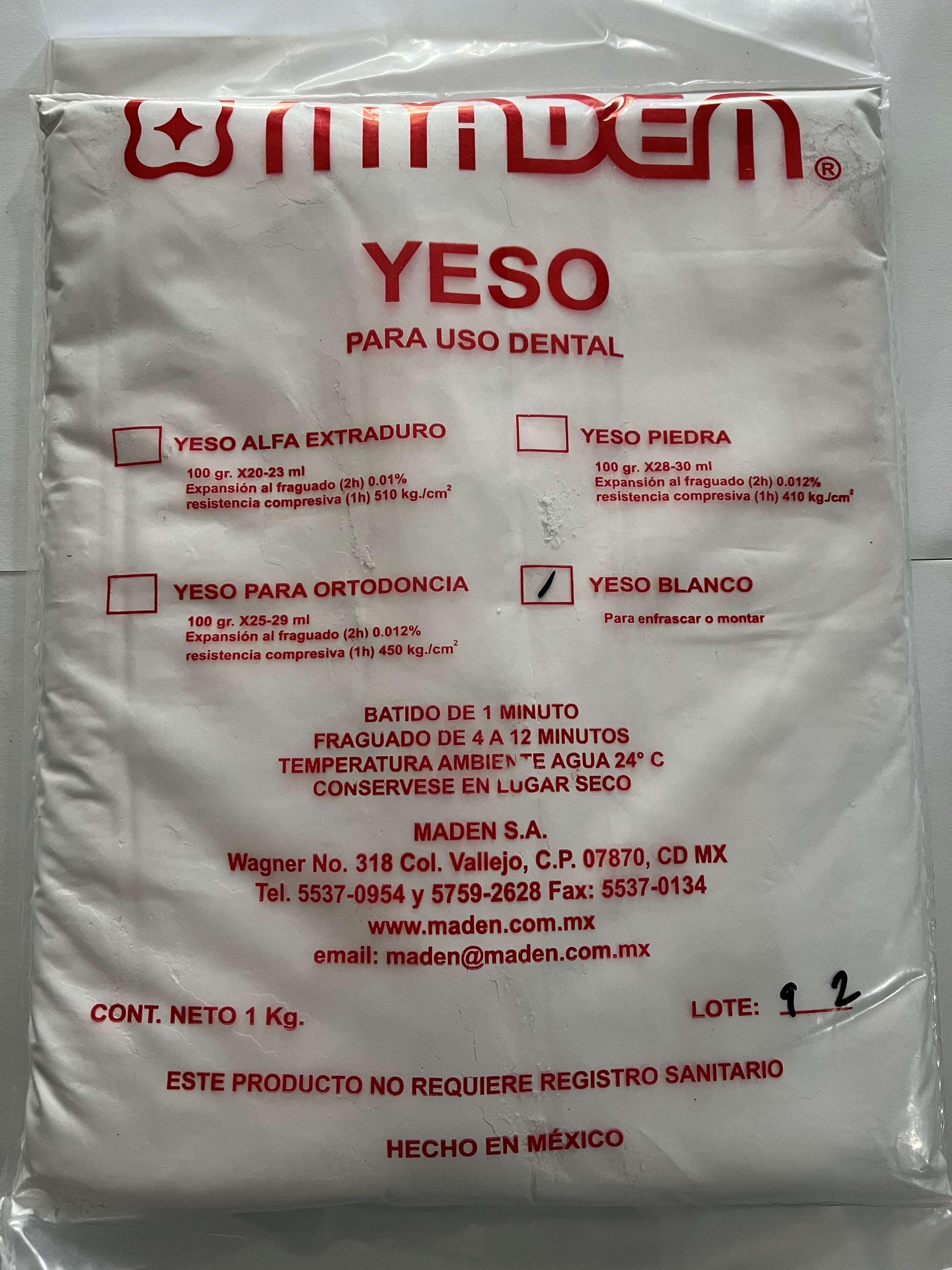 Yeso blancanieves maden (tipo paris) bolsa 1 kg