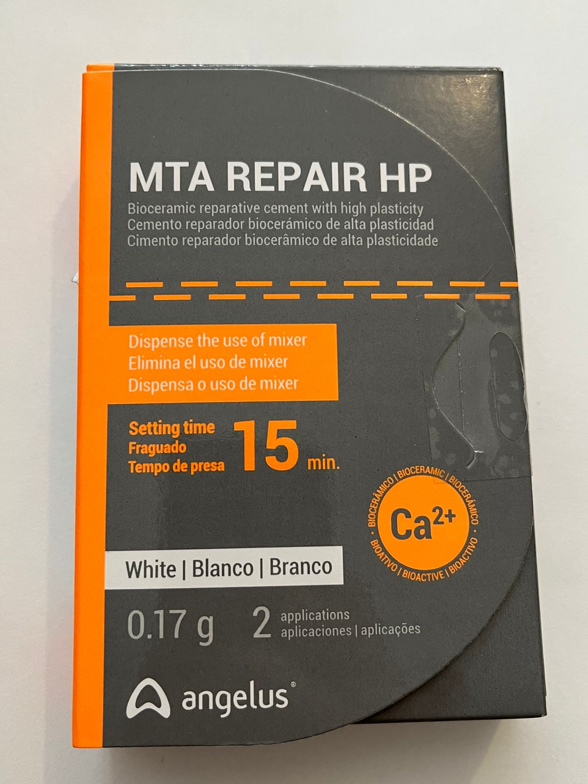MTA  cemento reparador biocerámico de alta plasticidad 0.17g blanco 2 aplicaciones angelus