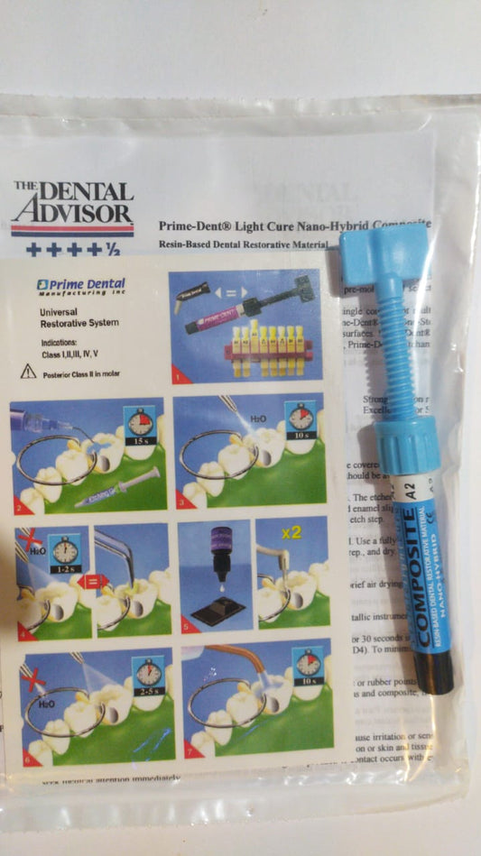 Resina nano hibrida prime dent jeringa suelta o kit