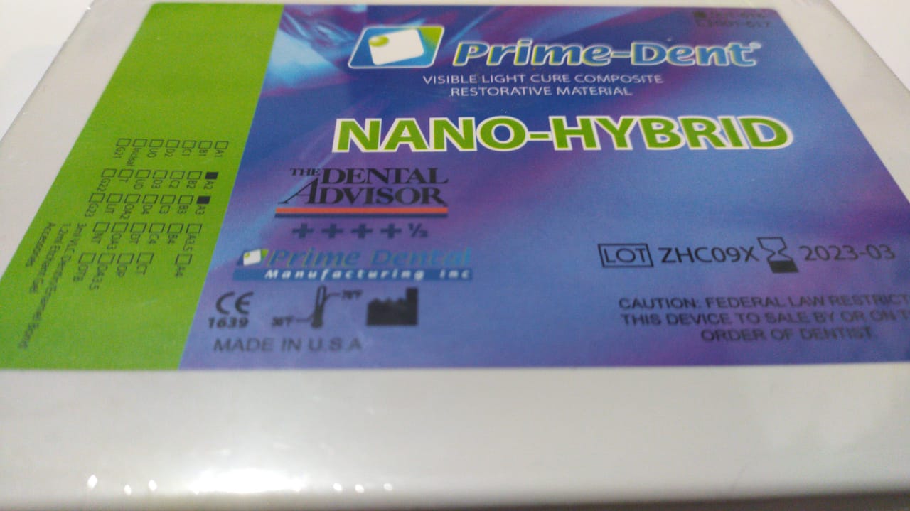 Resina nano hibrida prime dent jeringa suelta o kit