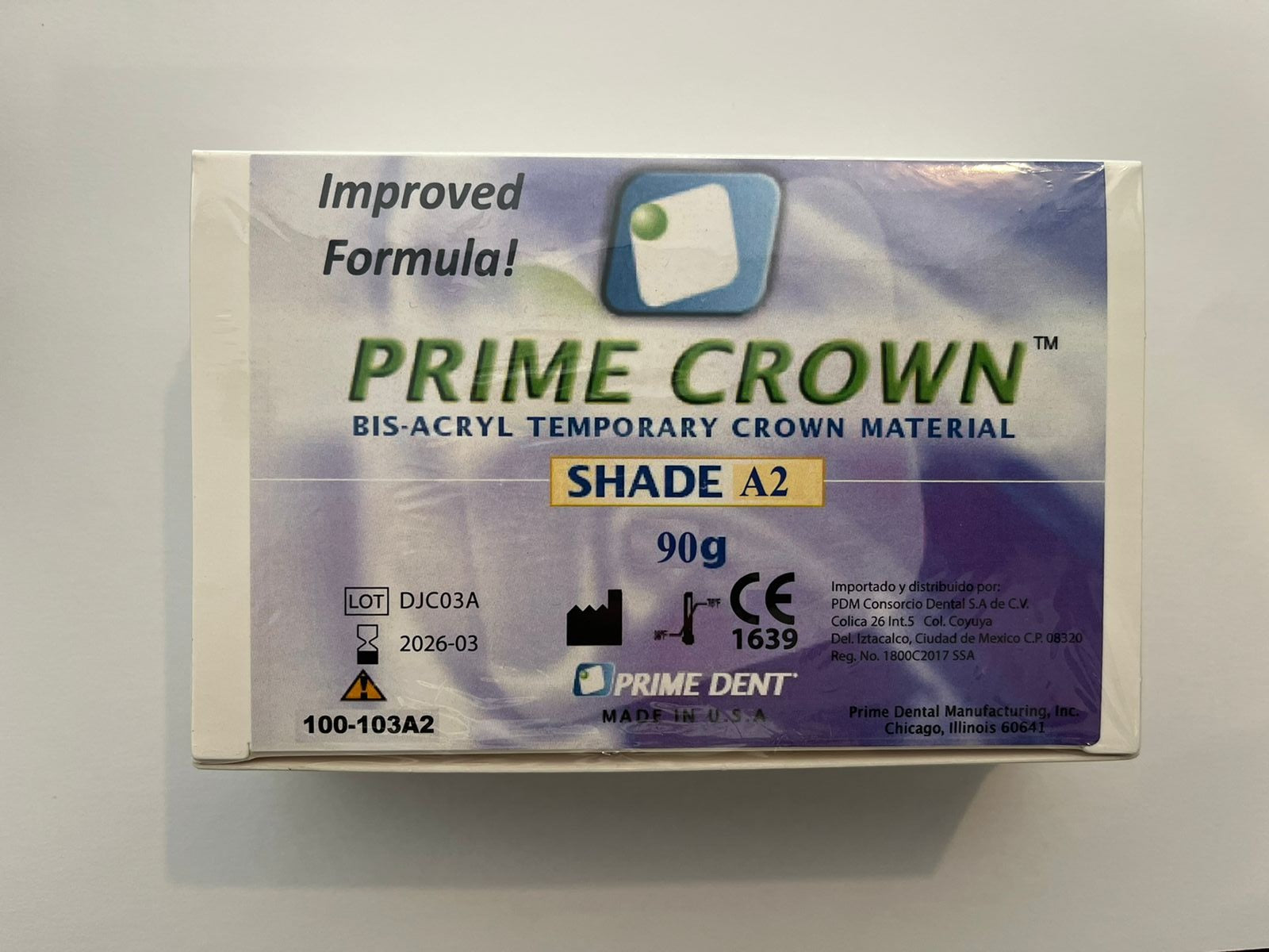 Bisacrilico Prime Crown 90 g resina bis-acrílica para elaborar provisionales color A2