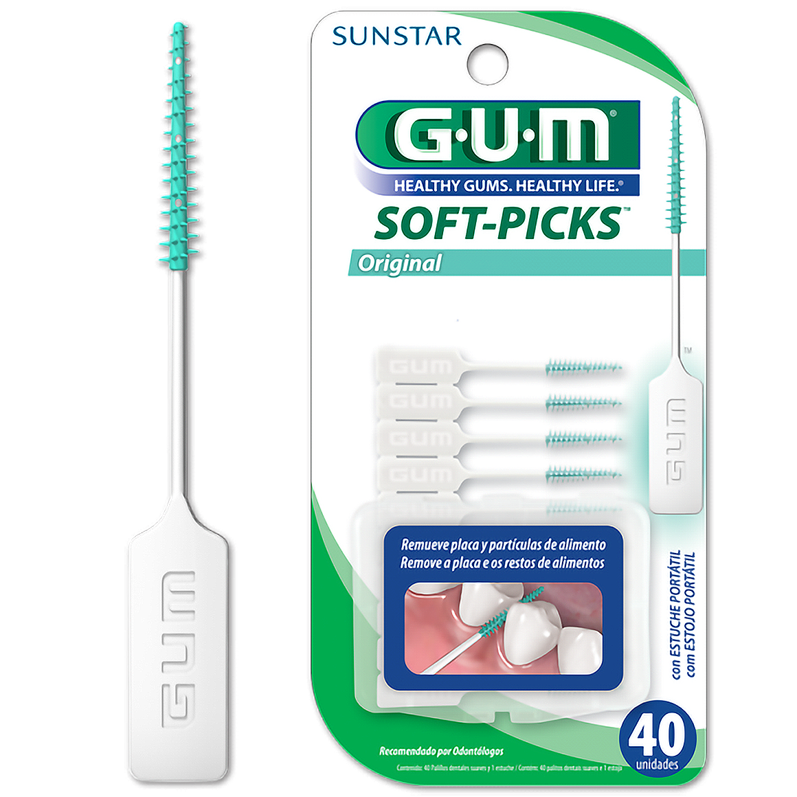Soft-picks GUM  palillos interdentales flexibles  con 40 unidades