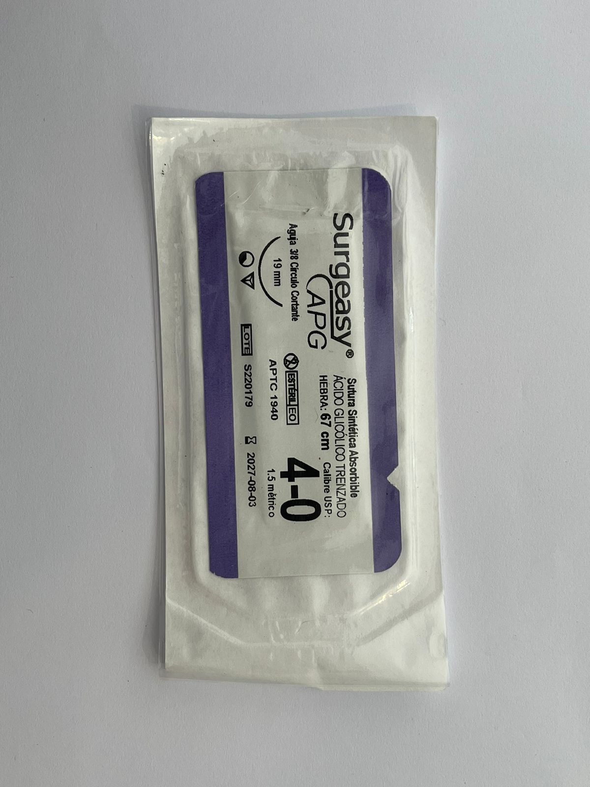 Sutura sintética absorbible polímeros de ácido glicólico trenzado suelta surgeasy apg
